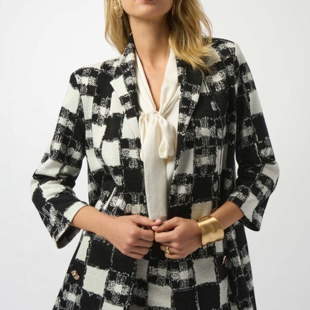 Joseph Ribkoff Black and White Checkered Blazer